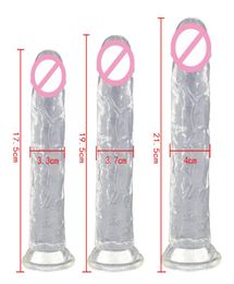 Female Soft Jelly Dildo Realistic Big Penis Gspot Massage Dick Suction Cup Masturbator Erotic Anal Vagina Adult Sex Toys Y2011187980505