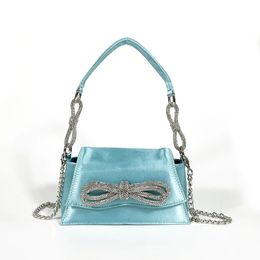 Fashion Designer Style Ladys Handbag Elegant Diamond Bow Dinner Bags Chain Flap Sling Bag 240229