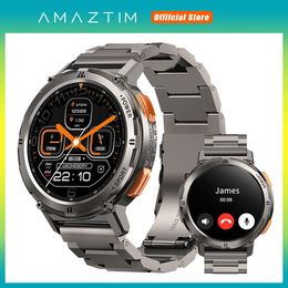 2024 AMAZTIM TANK T2 Business Smartwatch Men AMOLED AOD Men's Watch Bluetooth Call 5ATM Waterproof Fiess Ultra Smart Watches