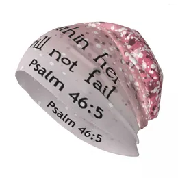 Berets PSALM 46 5 God Is Within Her She Will Not Fall Stylish Stretch Knit Slouchy Beanie Cap Multifunction Skull Hat For Men Women