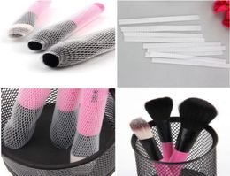 Whole 20 PCS White Make Up Cosmetic Brushes Guards Mesh Protectors Cover Sheath Net4883496