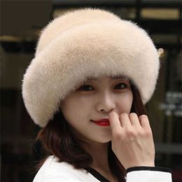 Beanie Skull Caps Fashion Women's Furry Winter Faux Fox Fur Brim Faux Fur Hat Berets Warm Cap T221020280w