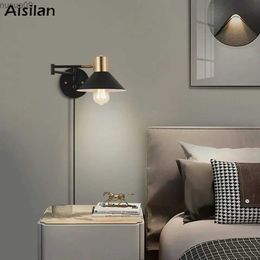 Wall Lamp Aisilan Replaceable Bulb Wall Lamp Dimmable Plug-in Metal Adjustable Angle Wall Sconce With Switch for Bedside Hotel Study