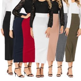 Bottoms Elegant High Waist Slim Skirt Bodycon Stretch Long Maxi Women Skirt Muslim Pencil Bottoms Ramadan Islamic Bodycon Anklelength