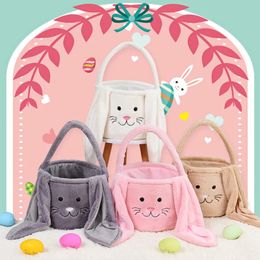 Bunny DIY flanell hinkväska korgar äggjakt handväska 3d kanin öron tote personliga plånböcker glad påskdag