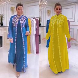 Ethnic Clothing 2 Piece Set African Dresses For Women Dashiki 2024 Maxi Dress Traditional Africa Muslim Abaya Chiffon Diamond Robe Gown