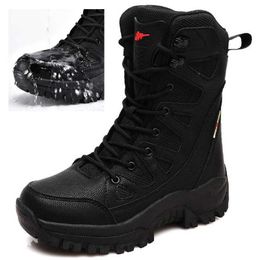 Outdoor Shoes Sandals Waterproof Mens Winter Boots Plush Warm Snow Boots Outdoors Desert Combat Boots Wear Resistant Boots Hiking Shoes Male YQ240301