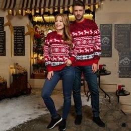 Suits Autumn And Winter Couples Matching Sweater Set Family Matching Outfits Men Women Elk Snowflake Christmas Love Tops Clothes G3