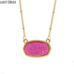 Pingente colares pingente colares resina oval druzy colar cor de ouro corrente drusy hexágono estilo luxo designer marca moda jóias para mulheres pingente