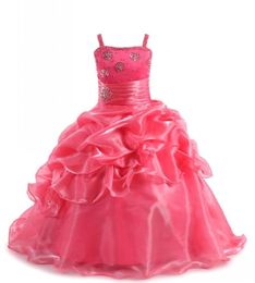 2021 Girls Pageant Dresses Spaghetti Straps Crystal Rhinestone Ball Gown Prom Dress for Kids Children Flower Girl Dresses2830636