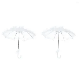 Umbrellas 2 Pack Wedding Decorations Handmade Umbrella Bridal Transparent White Bridesmaid