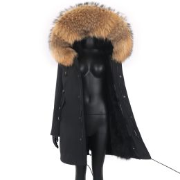 Fur Thick Warm Real Fox Fur Liner 2023 Real Fur Coat Winter Jacket Women Long Parka Waterproof Big Natural Raccoon Fur Collar Hood