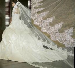 New Arrival One Layer Lace Edge Long Wedding Veil 3 Metres White Ivory Bridal Veil with Comb Bridal Accessories3037645