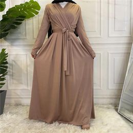 Ethnic Clothing 7 Colors Muslim Abaya Solid Arab Long Dress For Women Kaftan Ramadan Islamic Vestido Middle East Dubai Ladies Turkish Maxi