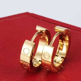 silver hoop earrings Round gold earrings Titanium steel 18K rose Stud gold love earrings for woman exquisite simple fashion diamond lady earrings jewelry gift 2024