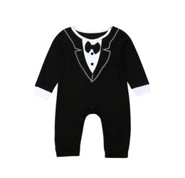 018M Baby Boy Romper Cute Born Infant Boys Bowtie Gentleman Wedding Party Long Sleeve Outfit Jumpsuit Summer Clothing Jumpsuits1292655