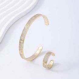Classic Love Brand Teen Girl Bracelet Jewellery Set Tricolour Gold Plated Friendship Bracelet And Ring Set