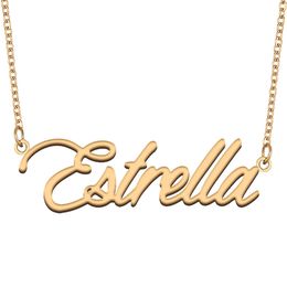 Estrella Name Necklace Personalized Pendant Custom for Women Girls Birthday Gift Best Friends Jewelry 18k Gold Plated Stainless Steel