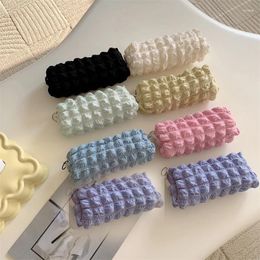 Cosmetic Bags Students Pencil Brush Case Travel Storage Candy Color Pleated Makeup For WomenLipstick Toiletry Brushes Organizer