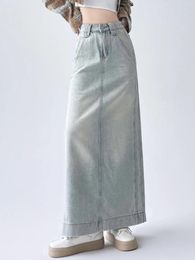 Skirts High Waist Long Skirt Women Vintage Classic Denim Spring Summe 2024 Streetwear