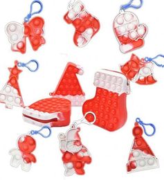 Sensory Toys Push Christmas Series Children Bubble Music Keychain Santa Claus Gingerbread Man Tree Butterfly for kids Xmas Giftsa047100408