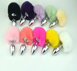 Large Stainless Steel Metal Anal Plug Sexy Rabbit Tail Bunny Pompon Fox Tail Butt Plug Unisex Sex Products Anal Sex Toys4041597