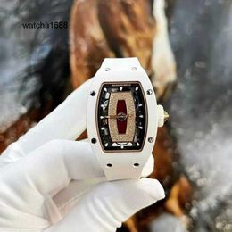 Mens Watch Female Wristwatch RM Wrist Watch RM07-01 Womens Series RM07-01 Black Lip 18K Rose Gold Snowflake Diamond Womens White