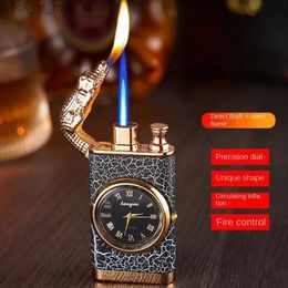 Lighters Unusual metal windproof cigar lighter jet torch gas two types of flame smoking accessories butane mens cigarette lighter small tool Q240305