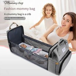 Diaper Bags 1pc New portable folding bed mommy bag go out light large capacity multi-function mother and baby bag backpack mommy bed bagL240305