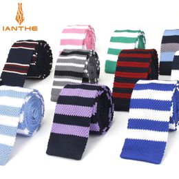 Fashion Mens Knit Ties Colorful New 6cm Slim Knitted Skinny Neckties For Men Party Wedding Male Neckwear Tie Cravat Corbatas244e