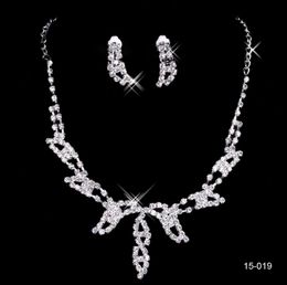 15019 Design Elegant Silver Plated Pearl Rhinestone Bridal Necklace Earrings Jewelry Set Cheap Accessories for Prom Party2590772