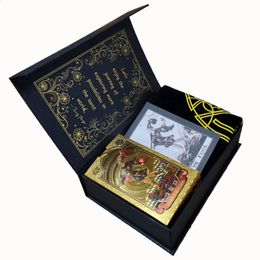 Gift Box Set Deluxe Gold Foil Tarot Brand 12 * 7cm Stamping PVC Waterproof and Wear-resistant Board Game Card 240223