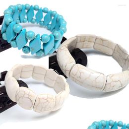Beaded Strand Fashion Womens Bracelet Blue Turquoises Colorf Beads Boho Beach Wrist Jewellery Female Men Gifts Drop Delivery Bracelets Dhg2O