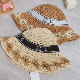 Straw Hat Women Bucket Hat Designer Sun Hat Fashion Fishermans Hat Female Wide Brim Hats Casual Caps Outdoor Sunbonnet 2 Styles Beach Hat