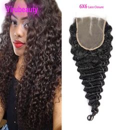 Peruvian Virgin Hair 6X6 Lace Closure With Baby Hairs Deep Wave Six By Six Closures Curly 1224inch Natural Color4239038