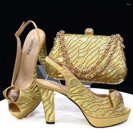 Dress Shoes 2024 Africa Classics Trending Cutout Style Gold Fashion Elegant Women's And Party Wedding Bags