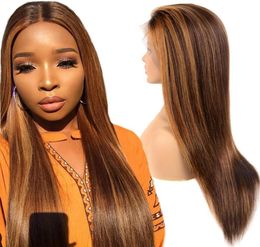 150 Density Pre Plucked Long Ombre Brown Peruvian Straight Body Wave Lace Front Wigs 13x4 Remy Human Hair Wigs Colour 430 Can be3365109