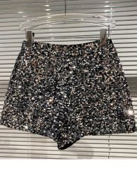 Shorts Summer New Full of Sequins Shiny Heavy Zipper Nightclub Girl Threeminute Shorts Black Silver Commuting Hot Pants for Women