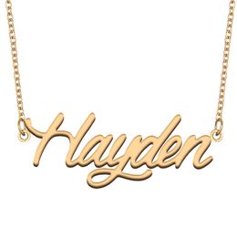 Hayden name necklaces pendant Custom Personalized for women girls children best friends Mothers Gifts 18k gold plated Stainless steel