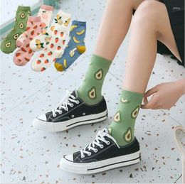 Women Socks Avacado Summer Cotton Avocado Strawberry Embroidery Breathable Funny Sock Harajuku School Girl Ankle