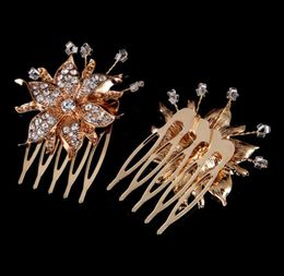 European and American Alloy Drill Comb Wedding Dress Diamond Flower Accessories Bridal Ornaments Women Hair Headpieces75658592023647