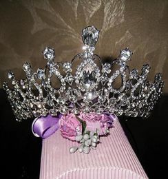 WholeOversize Crystal bride hair accessory wedding tiaras and crown for rhinestone pageant crowns head Jewellery hair orna2240624