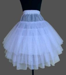 3 Layers White Short Cocktail Hoopless Lace Wedding Petticoat Bridal Slip Crinoline6829979