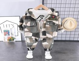 Toddler Baby Boy Clothing Outfit Fashion 3PCS Hooded Camo Zip Coat Clothes T Shirt Trousers Infant Kids Boy Outfits1 2 3 4 Years7124346