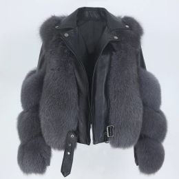 Fur MENINA BONITA Real Fur Coat Vest Winter Jacket Women Natural Fox Fur Genuine Leather Outerwear Detachable Streetwear Locomotive