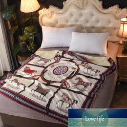 Quality American Horse Style Printed Berber Fleece Blanket Thick Warm Style Blanket New Sofa Blanket Light Luxury