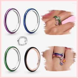 Cluster Rings Sell 925 Sterling Silver ME Laser Green Purple Blue Colour For Women Stackable With Connector Make Your Own Style