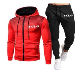 Jogging Clothing Spring Autumn Casual Mens Fashion Jackets Suit Kia Car Logo Print Sport Gradient Men039s Zipper Jacket Pants2145224