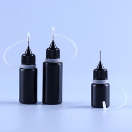 wholesale Black E Liquid Needle Bottle 5ml 10ml 15ml 20ml 30ml 50ml Ecig Oil Plastic PE Soft Ejuice Dropper With Pinhole Metal Needle Filler