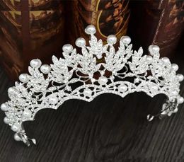 Sparky Pearls Crystals Wedding Crowns Headbands Women Crystal Jewelry Tiaras Wedding Party Birthday Crown Hair Accessories Bridal 2283865